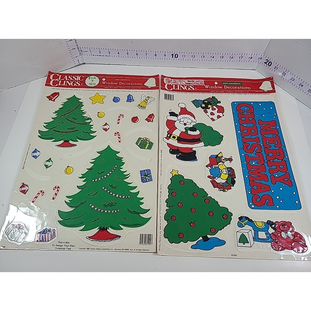 Classic Clings Non-Adhesive Window Decorations Christmas‎ Theme 2 Sheets